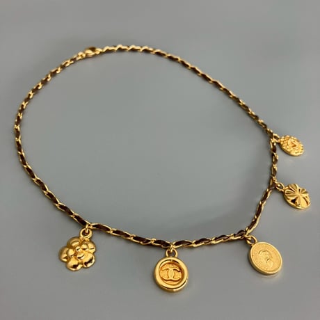 CHANEL (シャネル) ヴィンテージ ココマーク コイン クローバー カメリア ネックレス チョーカー