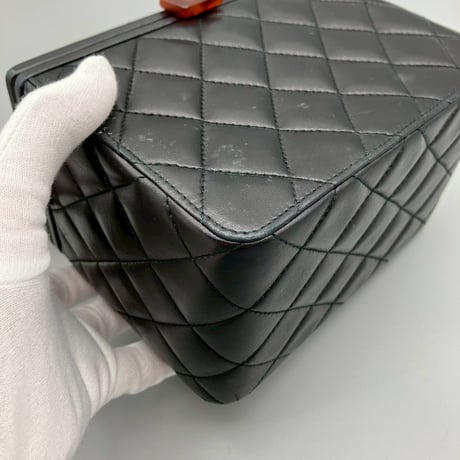 CHANEL (シャネル) ヴィンテージ べっ甲 ココマーク ラムスキン ハンドバッグ バニティ