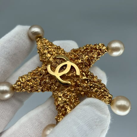 CHANEL (シャネル) ヴィンテージ スターフィッシュ ヒトデ ココマーク パール ブローチ