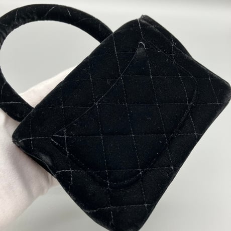 CHANEL (シャネル) ヴィンテージ 親子バッグ マトラッセ ベロア ベルベット ターンロック ミニハンドバッグ