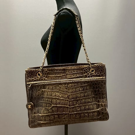 CHANEL (シャネル) ヴィンテージ クロコダイル ココマーク ショルダーバッグ