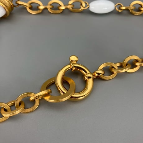 CHANEL (シャネル) ヴィンテージ ホワイトストーン ココマーク フリンジ ロングチェーン ネックレス