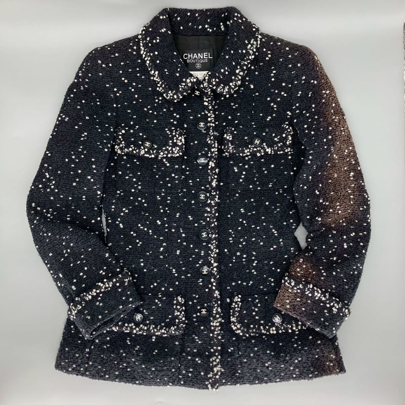 CHANEL (シャネル) ヴィンテージ ツイード 粉雪 ココボタン ジャケット