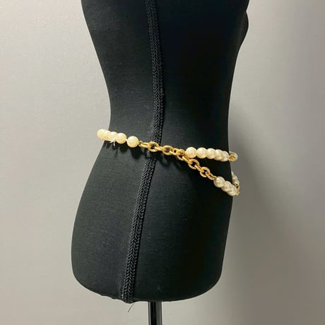 CHANEL (シャネル) ヴィンテージ パール ココマーク チェーンベルト