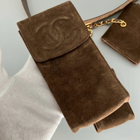 CHANEL (シャネル) ヴィンテージ スエード マルチポーチ ココマーク ベルト