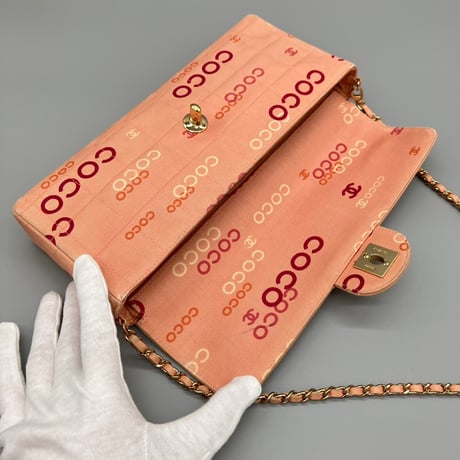 CHANEL (シャネル) ヴィンテージ チョコバー キャンバス ココマーク COCO ターンロック ショルダーバッグ