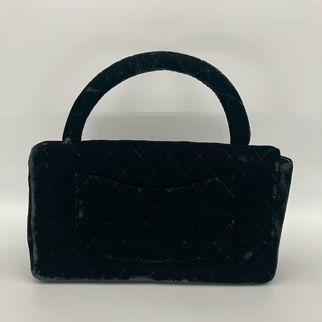 CHANEL (シャネル) ヴィンテージ ベロア ターンロック ココマーク 親子バッグ ハンドバッグ