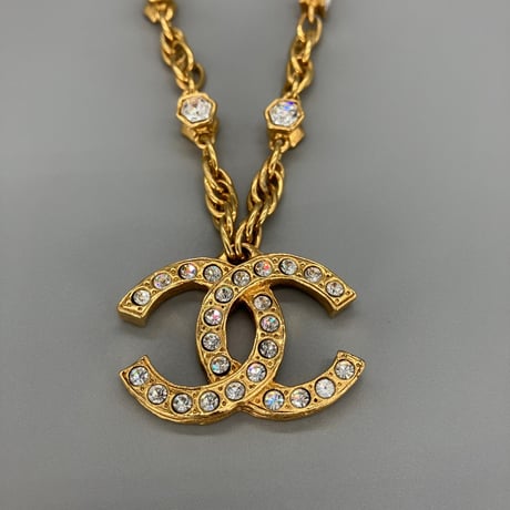 CHANEL (シャネル) ヴィンテージ ココマーク ラインストーン ネックレス