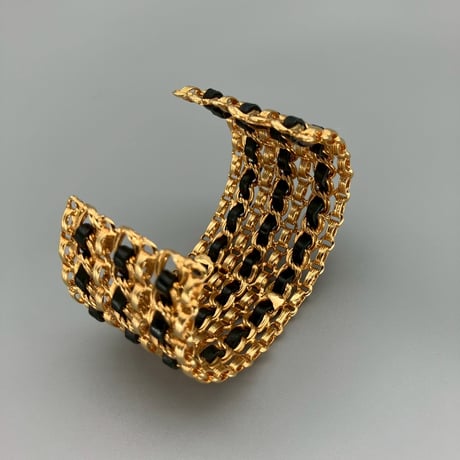 CHANEL (シャネル) ヴィンテージ レザー チェーン ブレスレット バングル