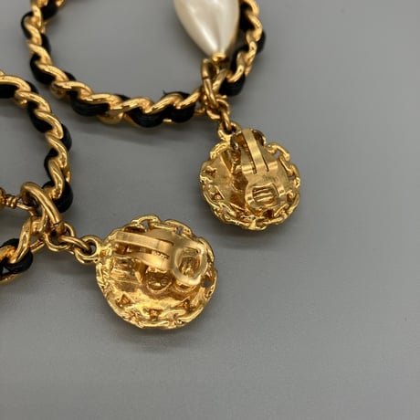 CHANEL (シャネル) ヴィンテージ ココマーク パール ラウンド スイング イヤリング