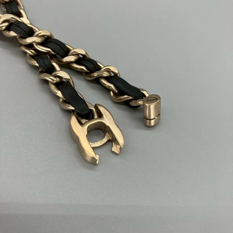 CHANEL (シャネル) ヴィンテージ ココマーク ターンロック レザー ネックレス チョーカー