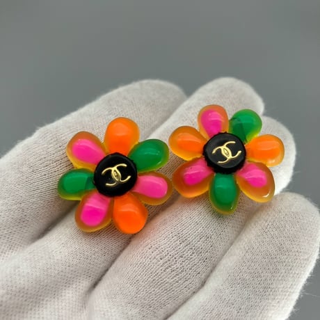 CHANEL (シャネル) ヴィンテージ ココマーク フラワー マルチカラー イヤリング