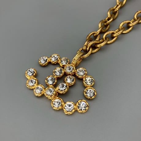 CHANEL (シャネル) ヴィンテージ ラインストーン デカココ ココマーク ロングチェーン ネックレス