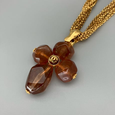 CHANEL (シャネル) ヴィンテージ グリポア カラーストーン ココマーク ロゴ ネックレス