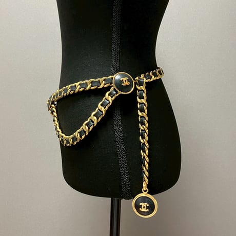 CHANEL (シャネル) ヴィンテージ ココマーク レザー チェーンベルト