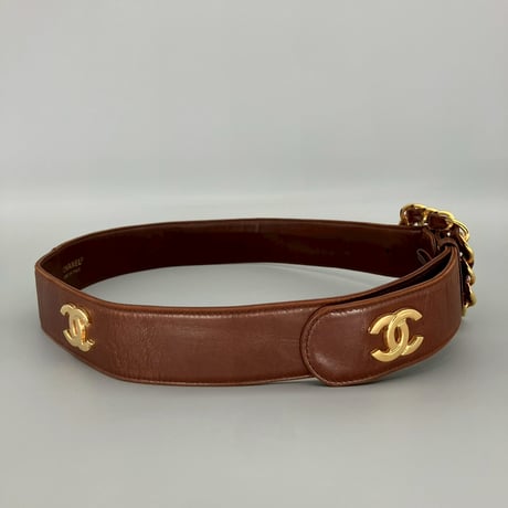 CHANEL (シャネル) ヴィンテージ ラムスキン ココマーク ロゴ ベルト
