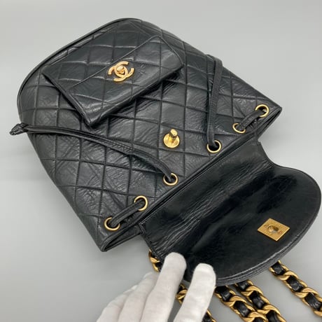 CHANEL (シャネル) ヴィンテージ マトラッセ ラムスキン ターンロック リュックサック バックパック