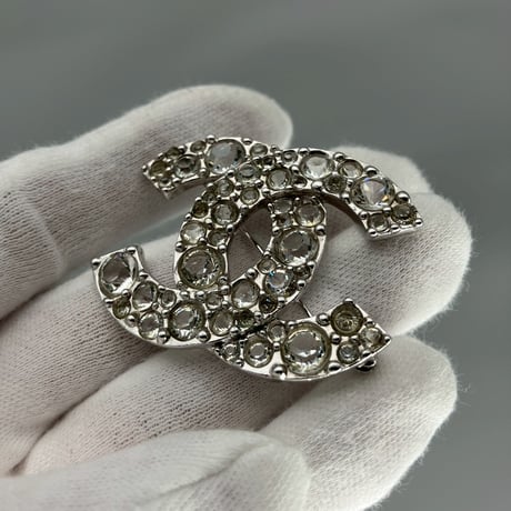 CHANEL (シャネル) ヴィンテージ ココマーク ラインストーン ブローチ