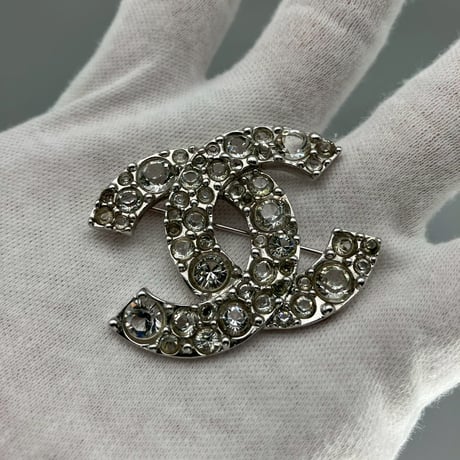 CHANEL (シャネル) ヴィンテージ ココマーク ラインストーン ブローチ
