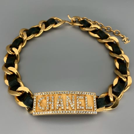 CHANEL (シャネル) ヴィンテージ ロゴ ラインストーン ネックレス チョーカー