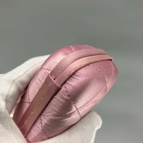 CHANEL (シャネル) ヴィンテージ サテン マトラッセ ピンク ミニポーチ ハンドバッグ