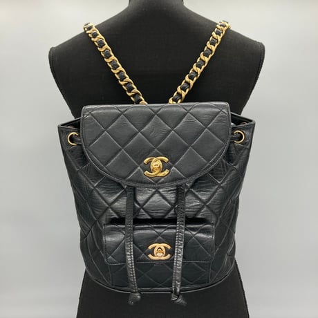 CHANEL (シャネル) ヴィンテージ マトラッセ ラムスキン ターンロック リュックサック バックパック