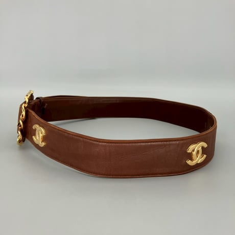 CHANEL (シャネル) ヴィンテージ ラムスキン ココマーク ロゴ ベルト