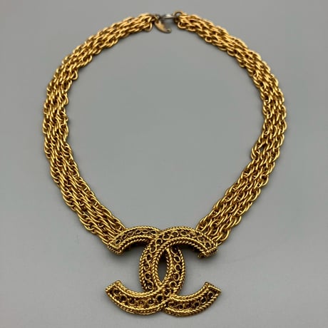 CHANEL (シャネル) ヴィンテージ デカココ ココマーク 3連チェーン ネックレス
