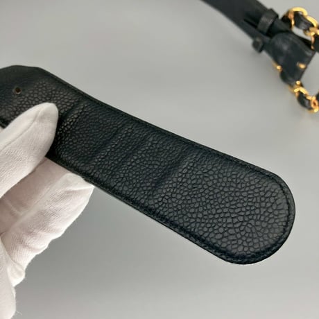 CHANEL (シャネル) ヴィンテージ キャビアスキン ココマーク ベルト