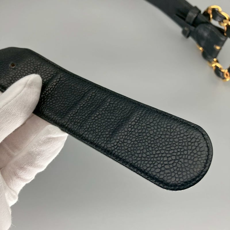 シャネル ココマーク ヴィンテージベルト キャビアスキン ブラック CHANEL (シャネル) ヴィンテージ キャビアスキン ココマーク ベルト