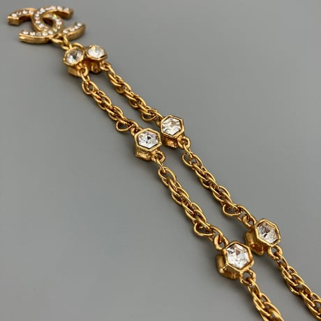 CHANEL (シャネル) ヴィンテージ ラインストーン ココマーク ネックレス