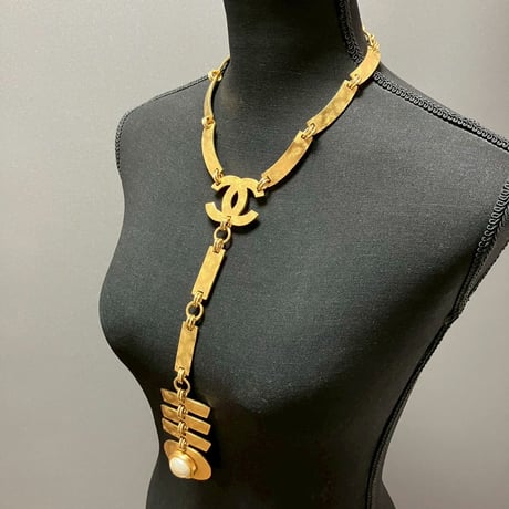 CHANEL (シャネル) ヴィンテージ デカココ ココマーク パール ネックレス