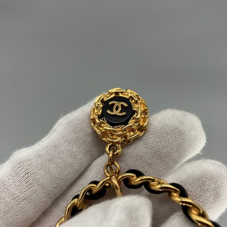 CHANEL (シャネル) ヴィンテージ ココマーク パール ラウンド スイング イヤリング