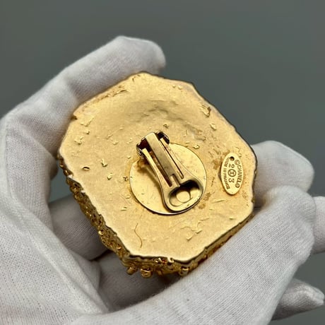 CHANEL (シャネル) ヴィンテージ カラーストーン グリポア 超大振り イヤリング