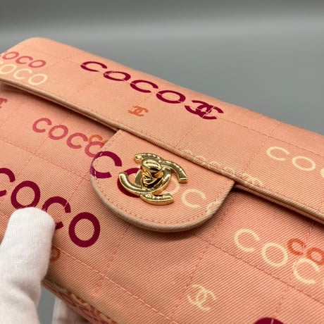 CHANEL (シャネル) ヴィンテージ チョコバー キャンバス ココマーク COCO ターンロック ショルダーバッグ
