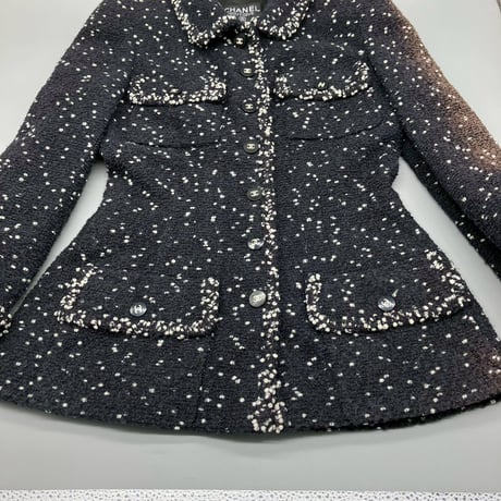 CHANEL (シャネル) ヴィンテージ ツイード 粉雪 ココボタン ジャケット