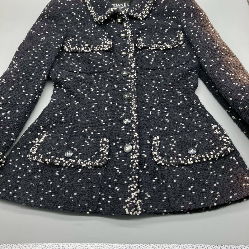 CHANEL (シャネル) ヴィンテージ ツイード 粉雪 ココボタン ジャケット