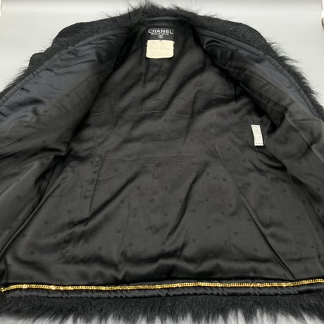 CHANEL (シャネル) ヴィンテージ ツイード ファー ココボタン ジャケット