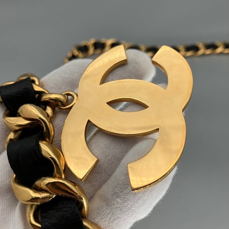 CHANEL (シャネル) ヴィンテージ デカココ ココマーク レザー チェーンベルト