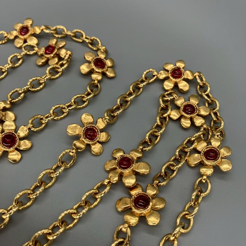 CHANEL (シャネル) ヴィンテージ グリポア カラーストーン フラワー