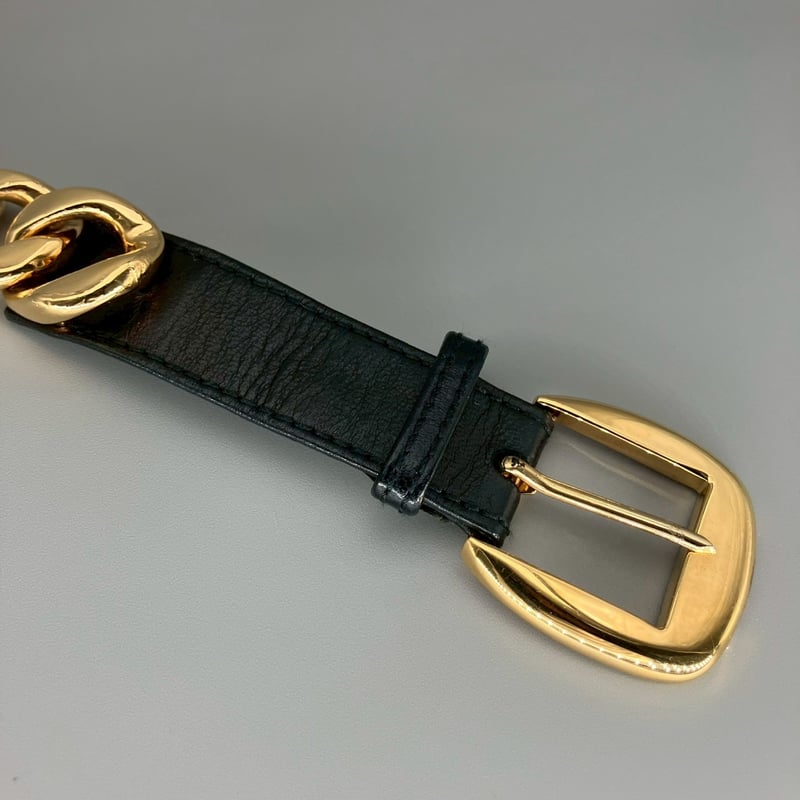 ヴィンテージChanel 黒 レザー ベルト チェーン付き CHANEL (シャネル) ヴィンテージ チェーン レザー ベルト | Cattleya Vi