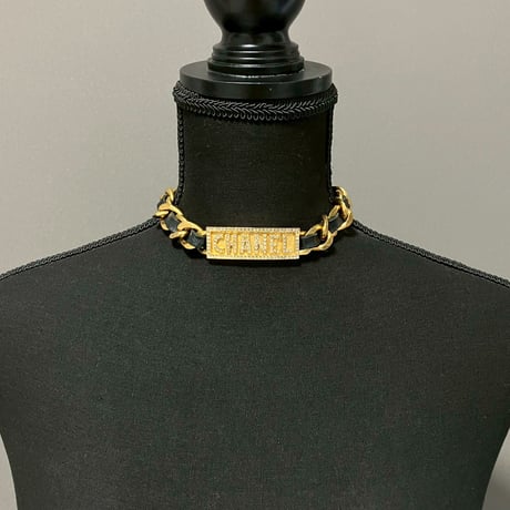 CHANEL (シャネル) ヴィンテージ ロゴ ラインストーン ネックレス チョーカー