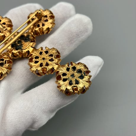 CHANEL (シャネル) ヴィンテージ カラーストーン グリポア ラインストーン クロス 十字架 ブローチ