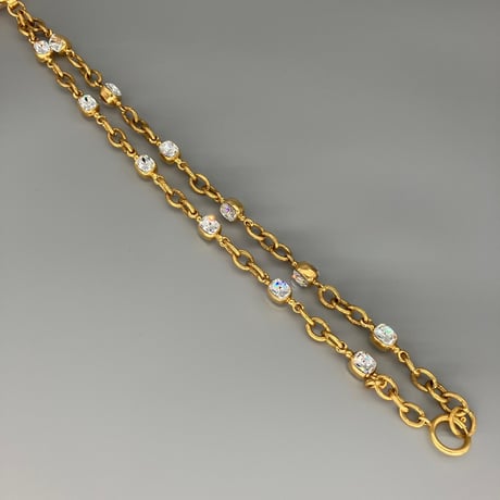 CHANEL (シャネル) ヴィンテージ クローバー ラインストーン パール ロングチェーン ネックレス