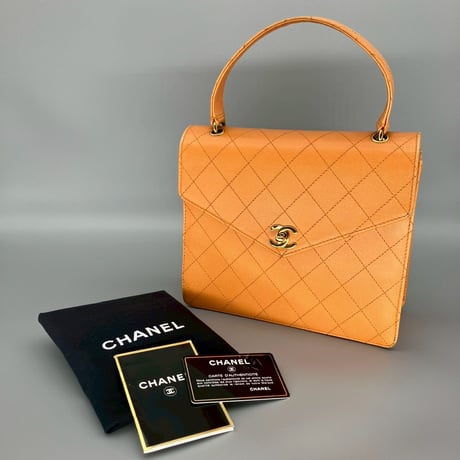 CHANEL (シャネル) ヴィンテージ マトラッセ キャビアスキン ターンロック ココマーク ハンドバッグ