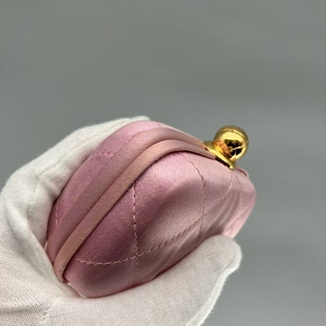CHANEL (シャネル) ヴィンテージ サテン マトラッセ ピンク ミニポーチ ハンドバッグ