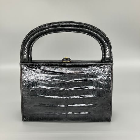 CHANEL (シャネル) ヴィンテージ クロコ がま口 ココマーク ハンドバッグ