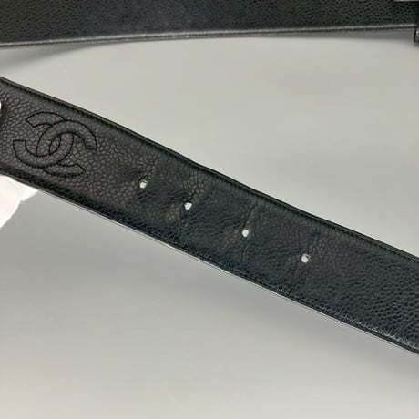 CHANEL (シャネル) ヴィンテージ キャビアスキン ココマーク ベルト