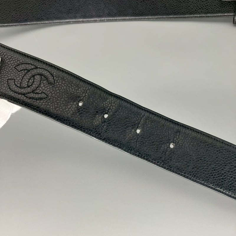 シャネル ココマーク ヴィンテージベルト キャビアスキン ブラック CHANEL (シャネル) ヴィンテージ キャビアスキン ココマーク ベルト