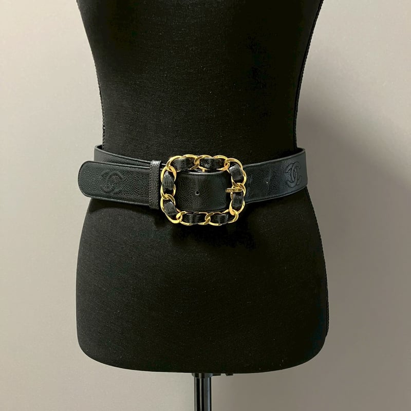 シャネル ココマーク ヴィンテージベルト キャビアスキン ブラック CHANEL (シャネル) ヴィンテージ キャビアスキン ココマーク ベルト